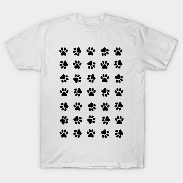 DOG Paw Print Black T-Shirt by SartorisArt1